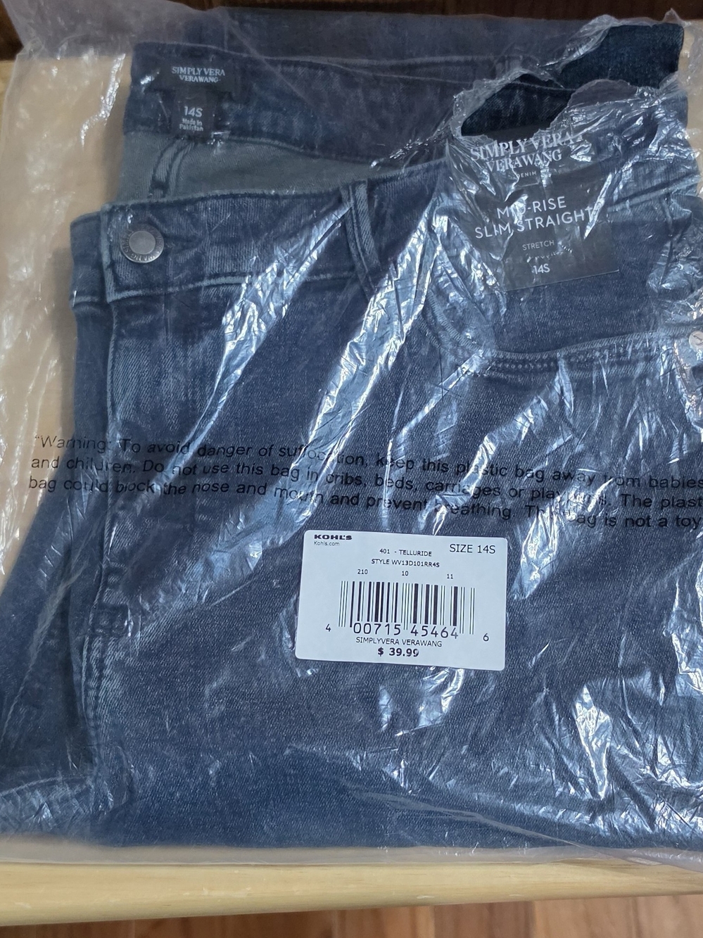Women's Simply Vera Vera Wang Slim Straight Leg Jeans,  size 14S